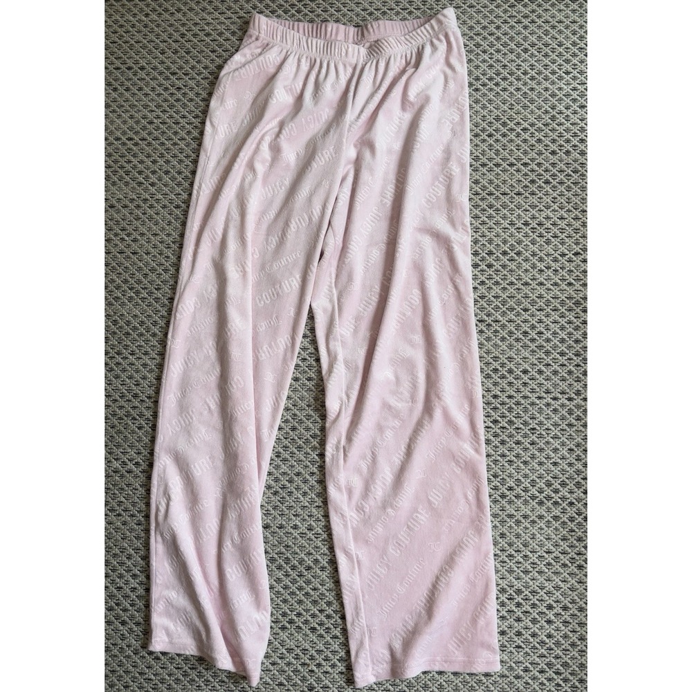 Juicy Couture Sleepwear Set Small Pink on Pink Embossed Monogram Top & Pants - Picture 7 of 10